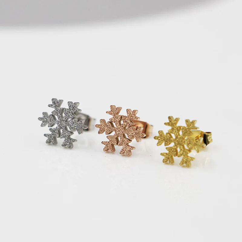 

Красивый романтичный матовые серьги со снежным цветком милые девушки уха ювелирные изделия с рисунком "Подсолнух" titanium стали розово-золоты...