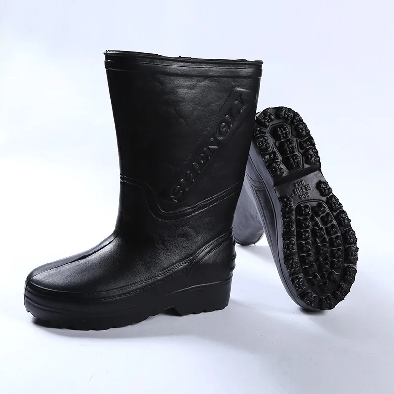 Aleafalling Pvc Waterproof Rain Boots Labor Place Shoes Men Unisex Water Rubber Mid-calf Slip On Botas M78 |