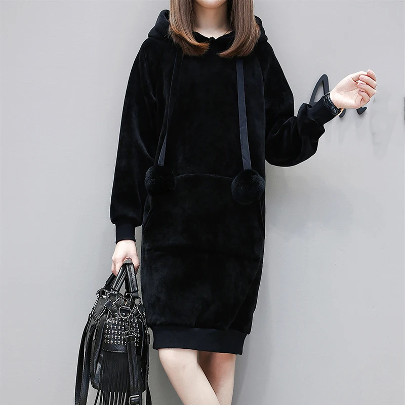 Осенне зимние женские толстовки 2018 новые толстые mediun длинный пуловер пальто