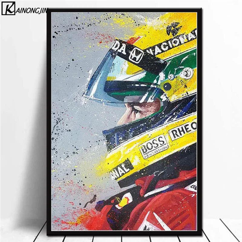 001 Ayrton Senna плакат F1 формула гоночный автомобиль плакаты и принты Холст Живопись стены Искусство картина для гостиной домашний декор - Цвет: 001