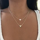 Женское Двухслойное ожерелье с имитацией жемчуга и сердцем