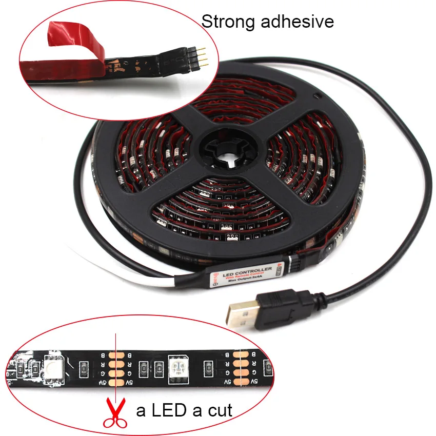 IKVVT USB Светодиодная лента световая лампа 5050 SMD RGB кабель 44k пульт дистанционного