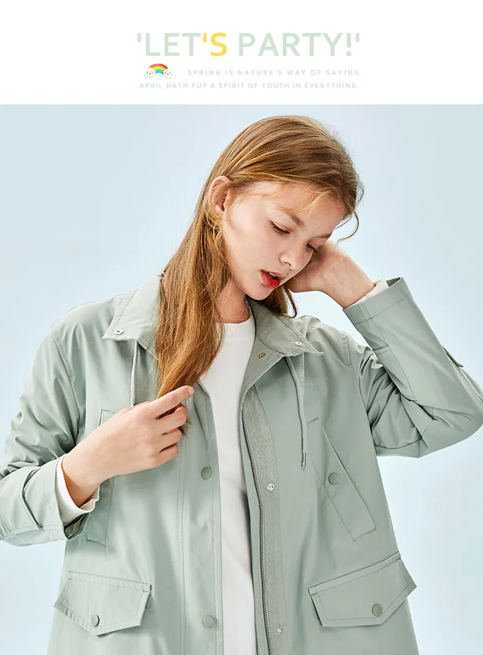 SEMIR, Женская длинная куртка с кулиской,, стоячий воротник, Женский Длинный плащ с карманом, для весны и осени