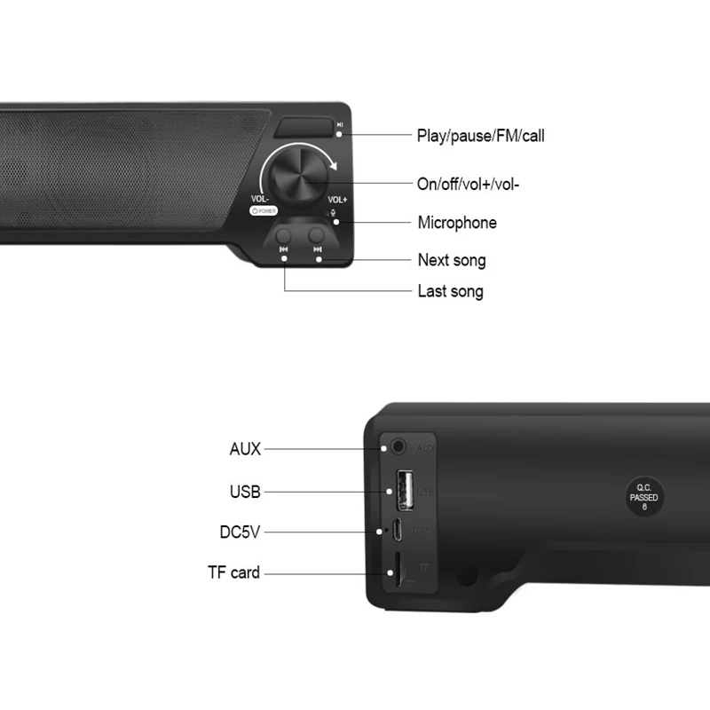 Bluetooth динамик беспроводной 3D звуковая панель с микрофоном Hands free коробка Hi Fi сабвуфер динамик Бумбокс стерео портативный динамик