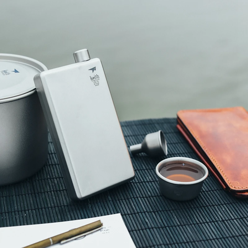 Keith Pure Titanium Hip Flask портативная фляжка для винного виски посуда напитков Спортивная