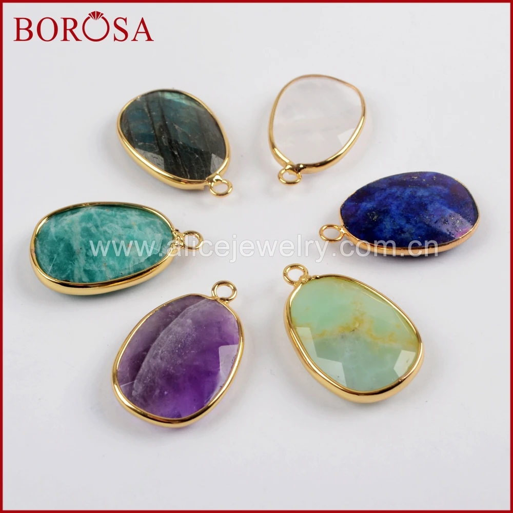 BOROSA 10 шт. Новый Подвеска в виде капли с блестками Лабрадорит белый кварц граненый