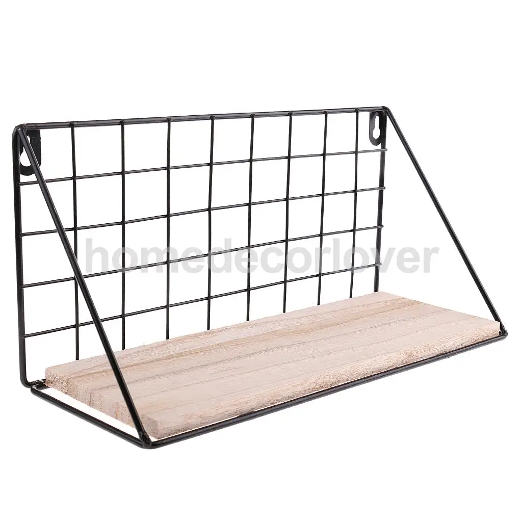 1Pc Metal &amp Wooden Wall Hanging Rack Shelf Holder Cabinet for Flower Pot Gadgets Hold | Storage Holders Racks