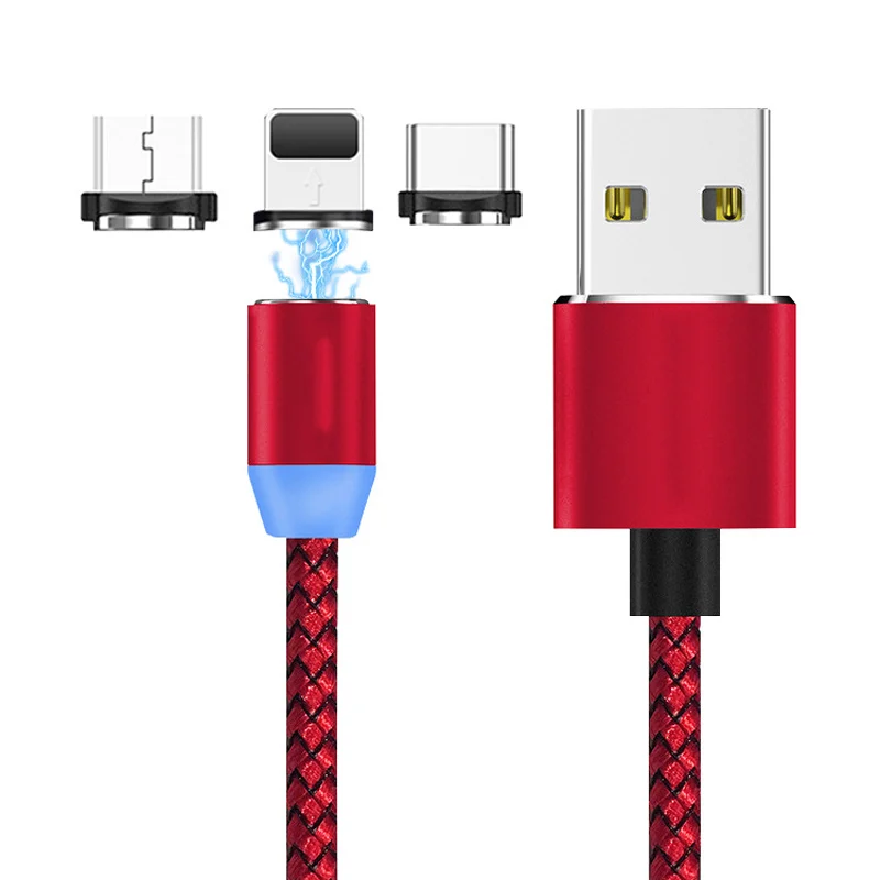 Магнитный кабель SOVAWIN Micro USB для быстрой зарядки светодиодный светильник 1 м Магнитный кабель для зарядки телефона для iphone для samsung для huawei P9