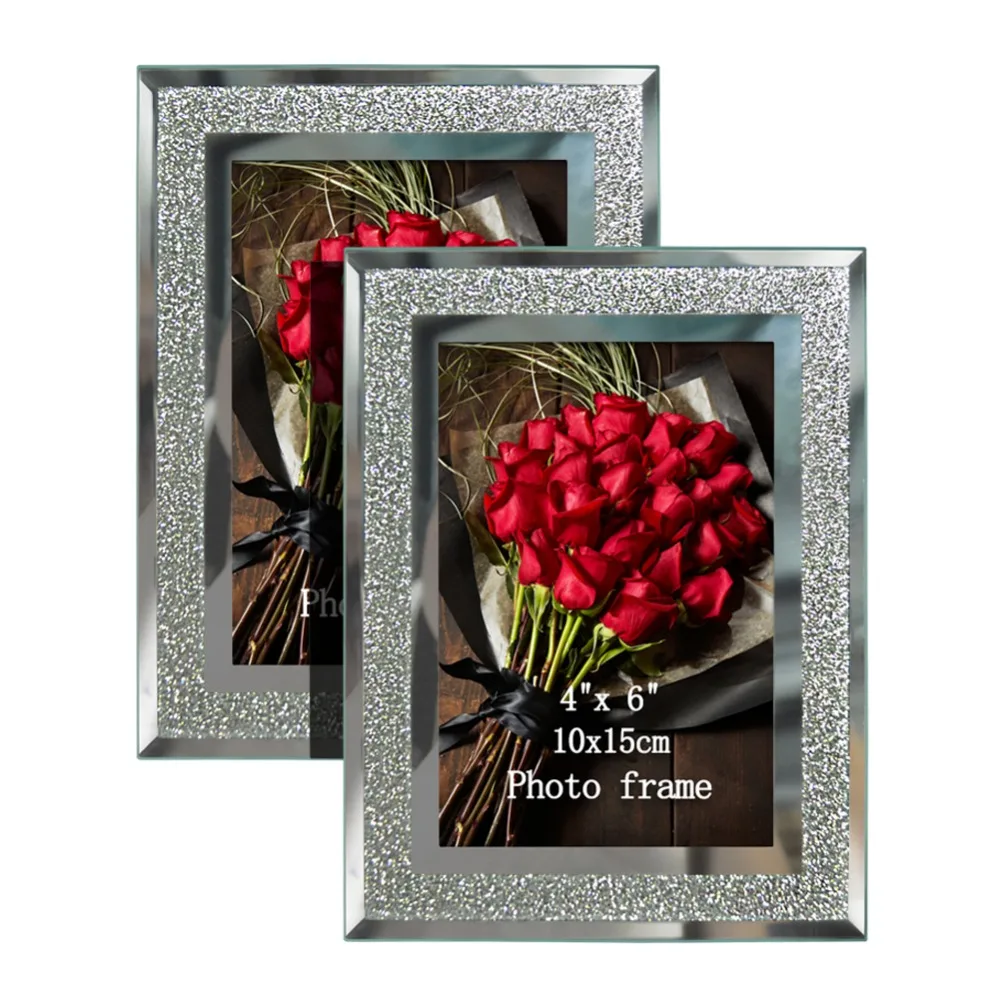 Giftgarden 4x" стеклянные рамки с серебряной стороной картины рамки наборы домашнего декора украшения, набор из 2 шт