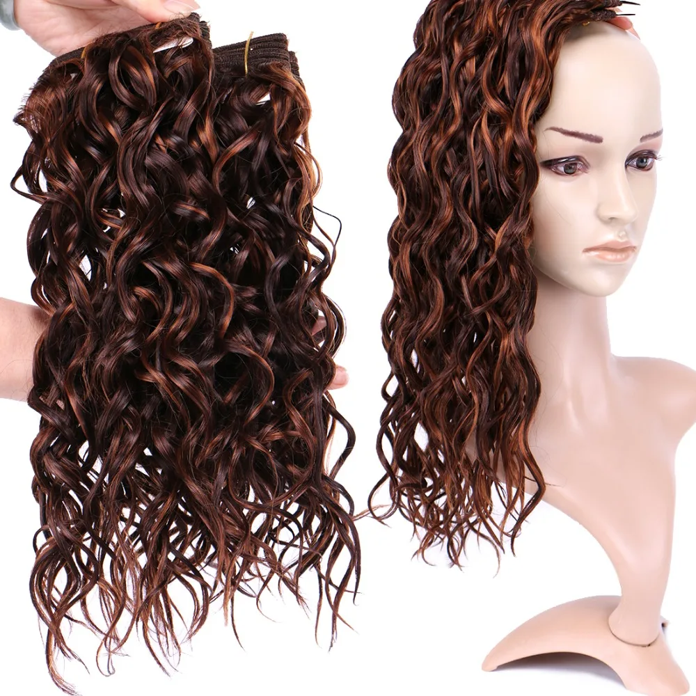 

REYNA Synthetic Hair Weave 100g/piece Bohemian curly hair bundles machine double Weft Extensions for women