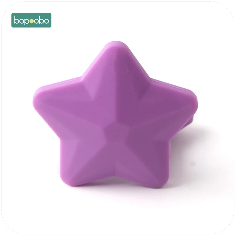 Bopoobo 5 шт. силиконовые бусины в форме звезды пищевого качества аксессуары для прорезывания зубов 38 мм ожерелье силиконовые интерактивные игрушки Детские Прорезыватели - Цвет: purple star