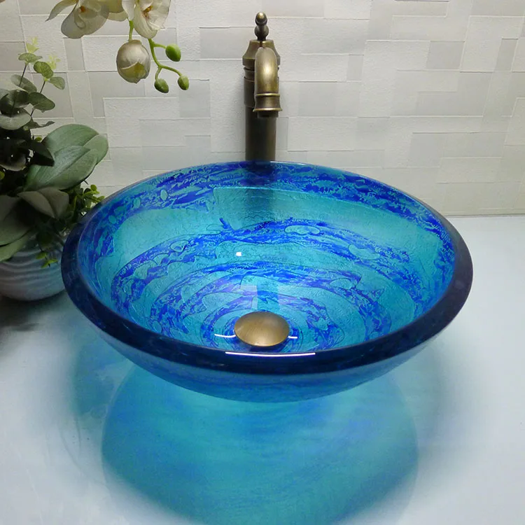 Круглая Прилавок из закаленного стекла для ванной комнаты HX007|sink sale|sink blacksink bathroom |