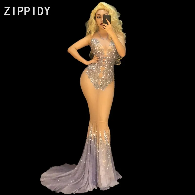 Шикарное прозрачное Сетчатое длинное платье для празднования дня рождения наряд