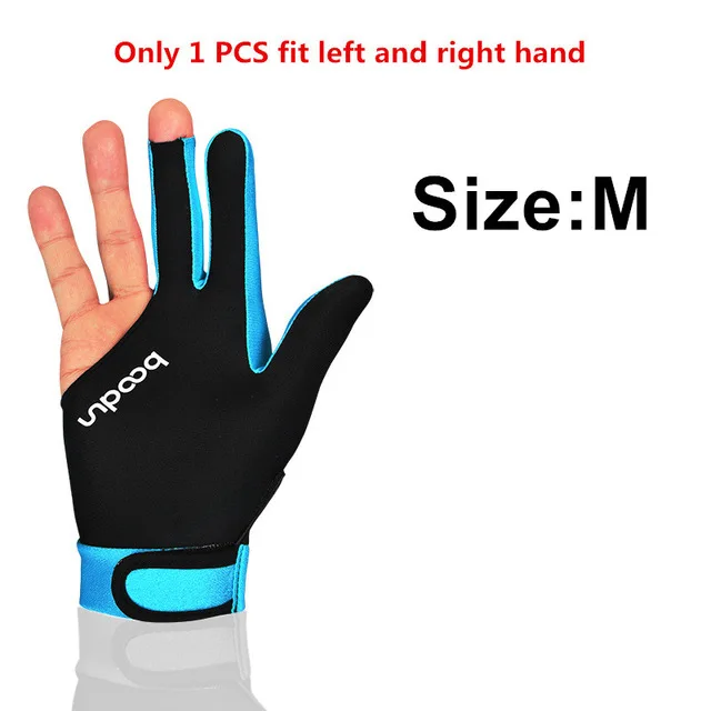 1PCS Sky Blue M Boodun 1 шт. три пальца бильярдные перчатки для бильярда для мужчин и женщин подходят как для левой, так и для правой руки бильярдные аксессуары - Цвет: 1PCS Sky Blue M