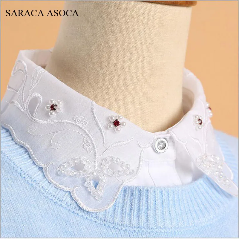 

Casual Women Manual Diamond White Shirt Fake Collar All-Macth Sweater Lace Detachable Collars For Girls B200B203B213