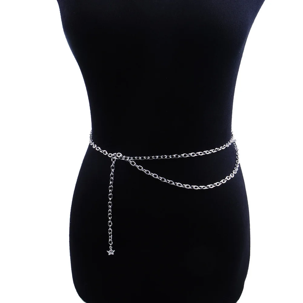 Doreen Box Мода для женщин с цепью на талии серебряный цвет сексуальный многослойный