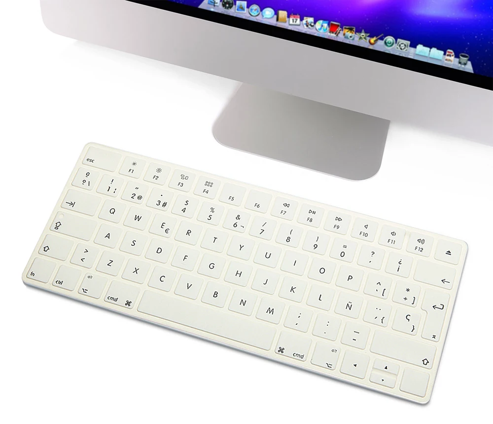 White HRH Slim ESP испанская клавиатура крышка силиконовая кожа для Apple Magic Беспроводная Bluetooth клавиатура MLA22LL/A(A1644, выпущена - Цвет: White
