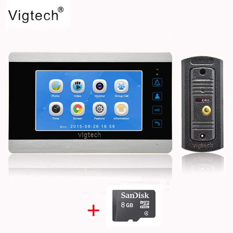 Vigtech7 дюймов ЖК видео дверной звонок Домофон запись система Интерком
