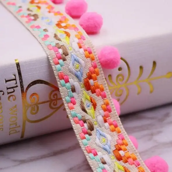 20 ярдов цветное кружево с помпонами отделка мини жемчужный шар помпон лента