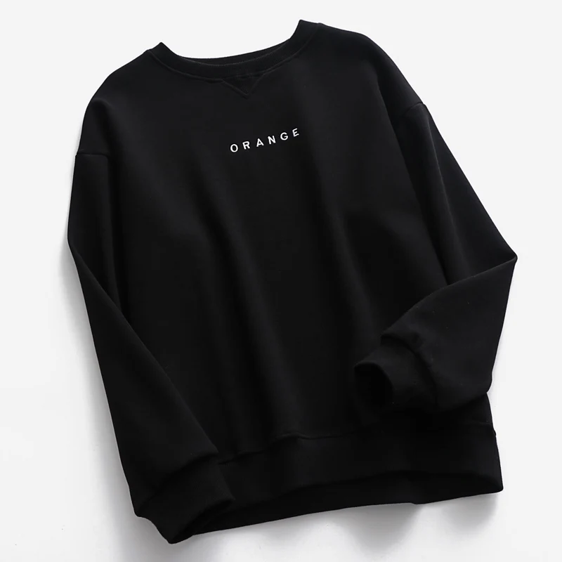 Ordifree Autumn Winter Women Hoodies and Sweatshirt Warm Fleece Letter Print Casual Sweatshirt Pullover