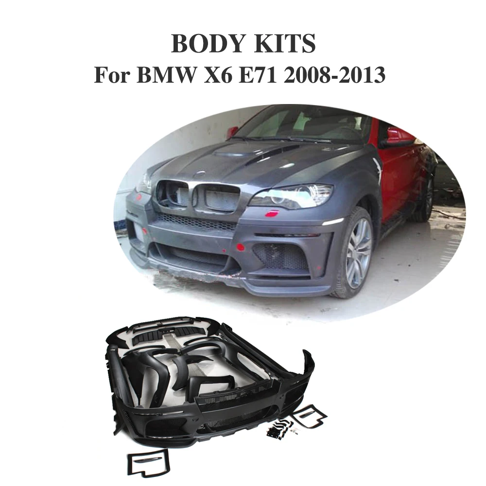 FRP черные комплекты защитных кузовов бампера для BMW X6 E71 2008 2013 автомобильные