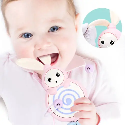 HOT Soft Sound Rabbit Baby Teether Toy with Lights Musical Hand Rattle Bell |