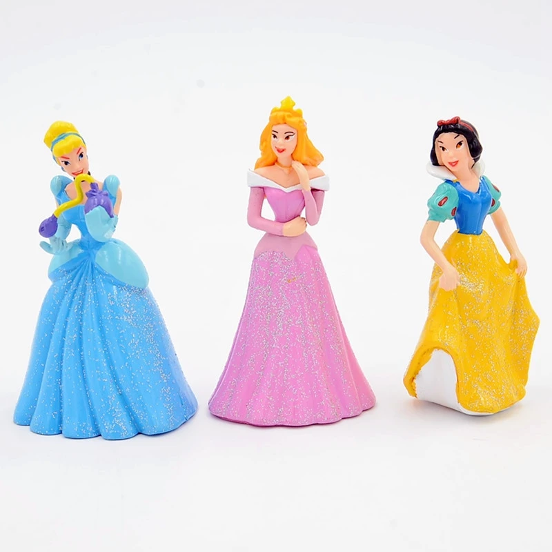 Disney 6pcs/set 8cm Cute Cartoon Princess Mermaid Snow White PVC Action Figures Collection Model Toys Dolls Best Gifts For Kids | Игрушки и