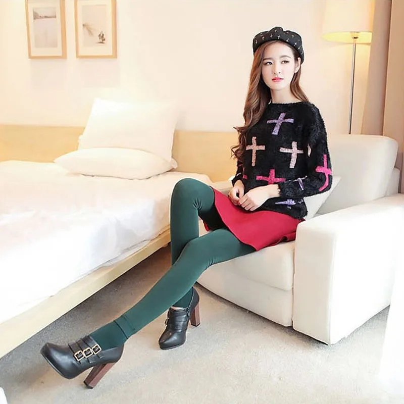 Высокая эластичность женские утепленные бархатные обтягивающие штаны