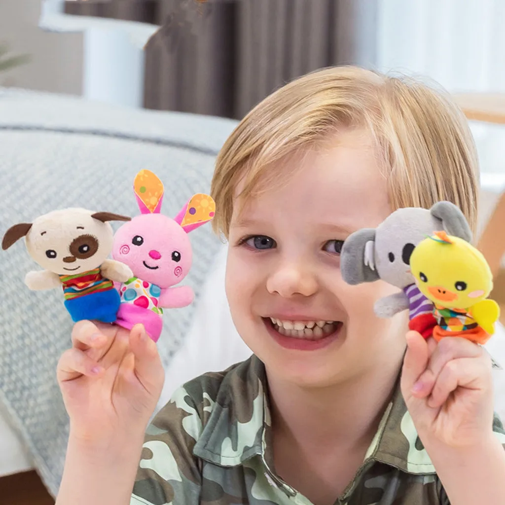 

5 Pcs Finger Even double with foot animal finger means even hand puppet baby storytelling good helper Plush Toys finger puppets