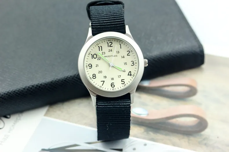 black sliver white 2019Nazeyt Брендовые спортивные часы со светящимися стрелками для мальчиков и девочек с нейлоновым ремешком, подарок, часы унисекс с простым циферблатом - Цвет: black sliver white