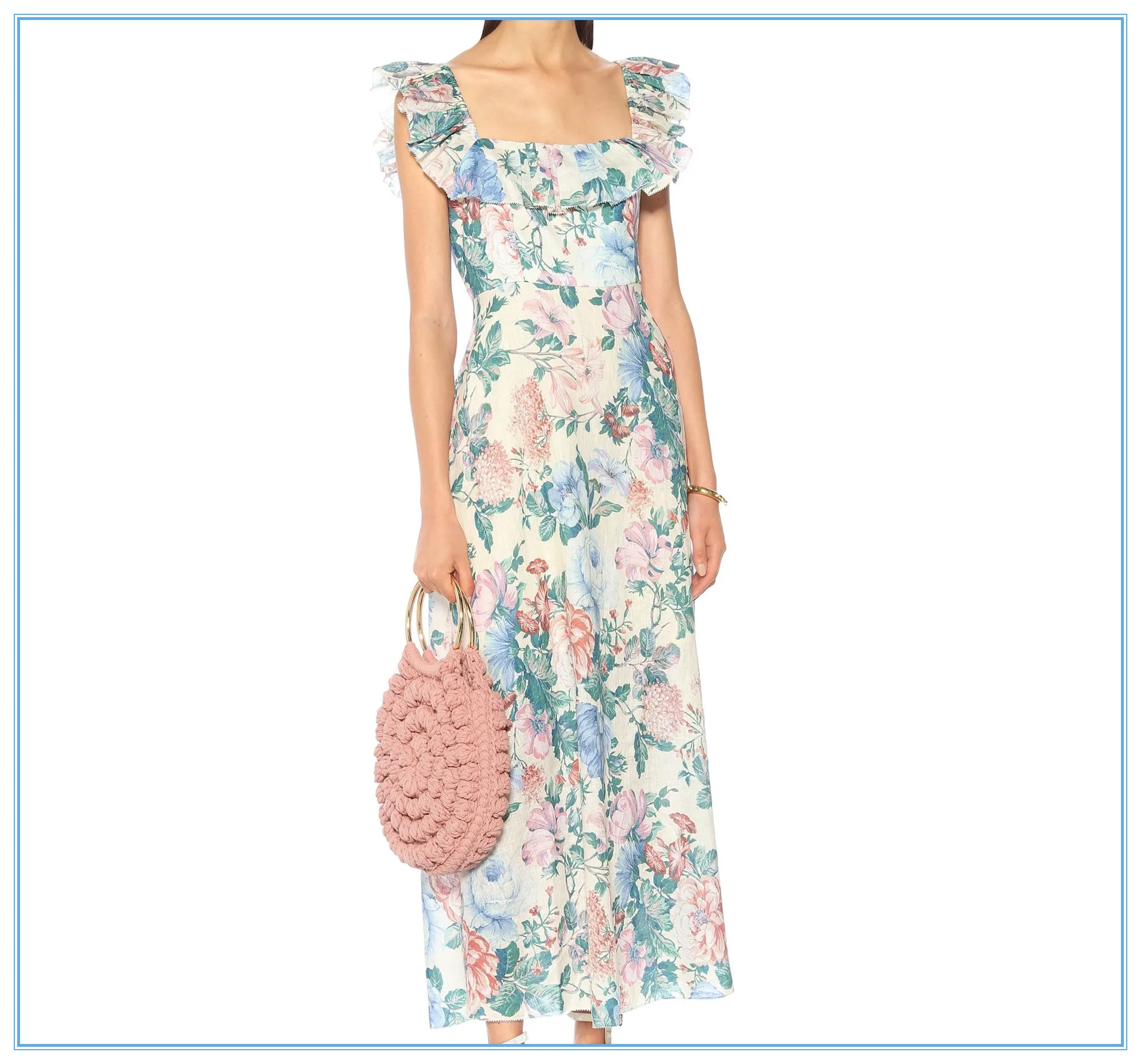 Женское кремовое льняное платье макси без рукавов с цветочным принтом богемное