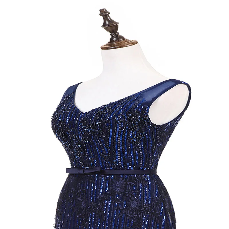 Женское вечернее платье Русалка Forevergracedress темно синее из тюля с бусинами большие