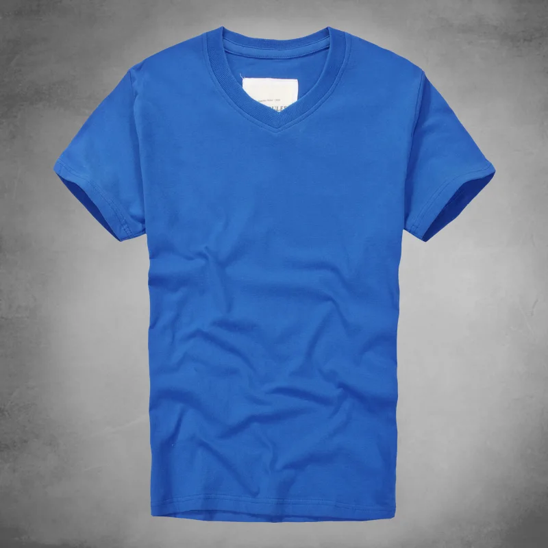 Новое поступление джемпер с v образным вырезом Однотонная футболка короткими