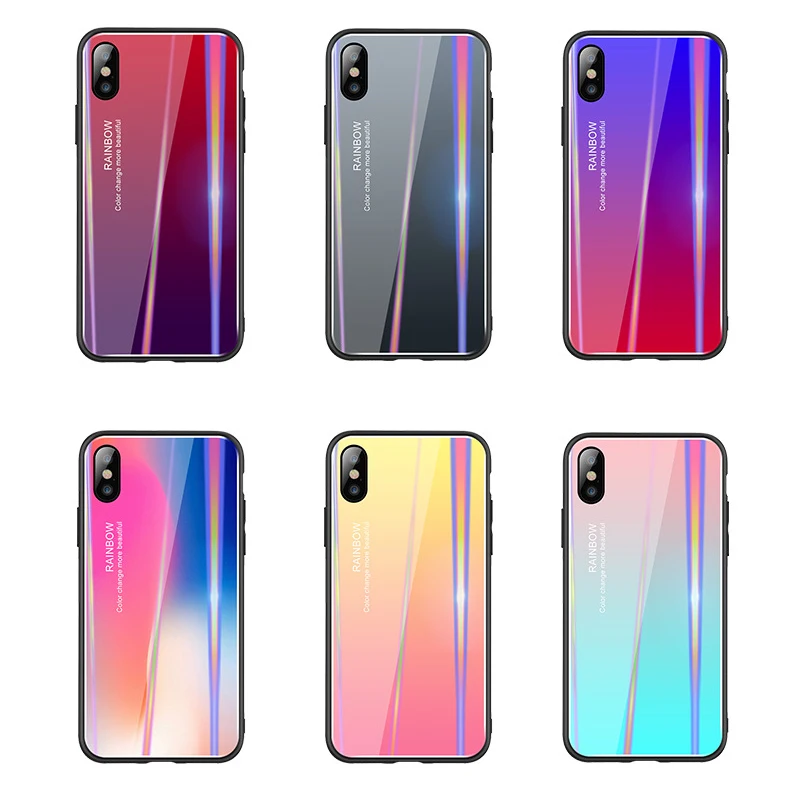 Градиентный чехол Aurora для телефона iPhone XR XS Max 7 6 6S X 8 Plus задняя крышка из