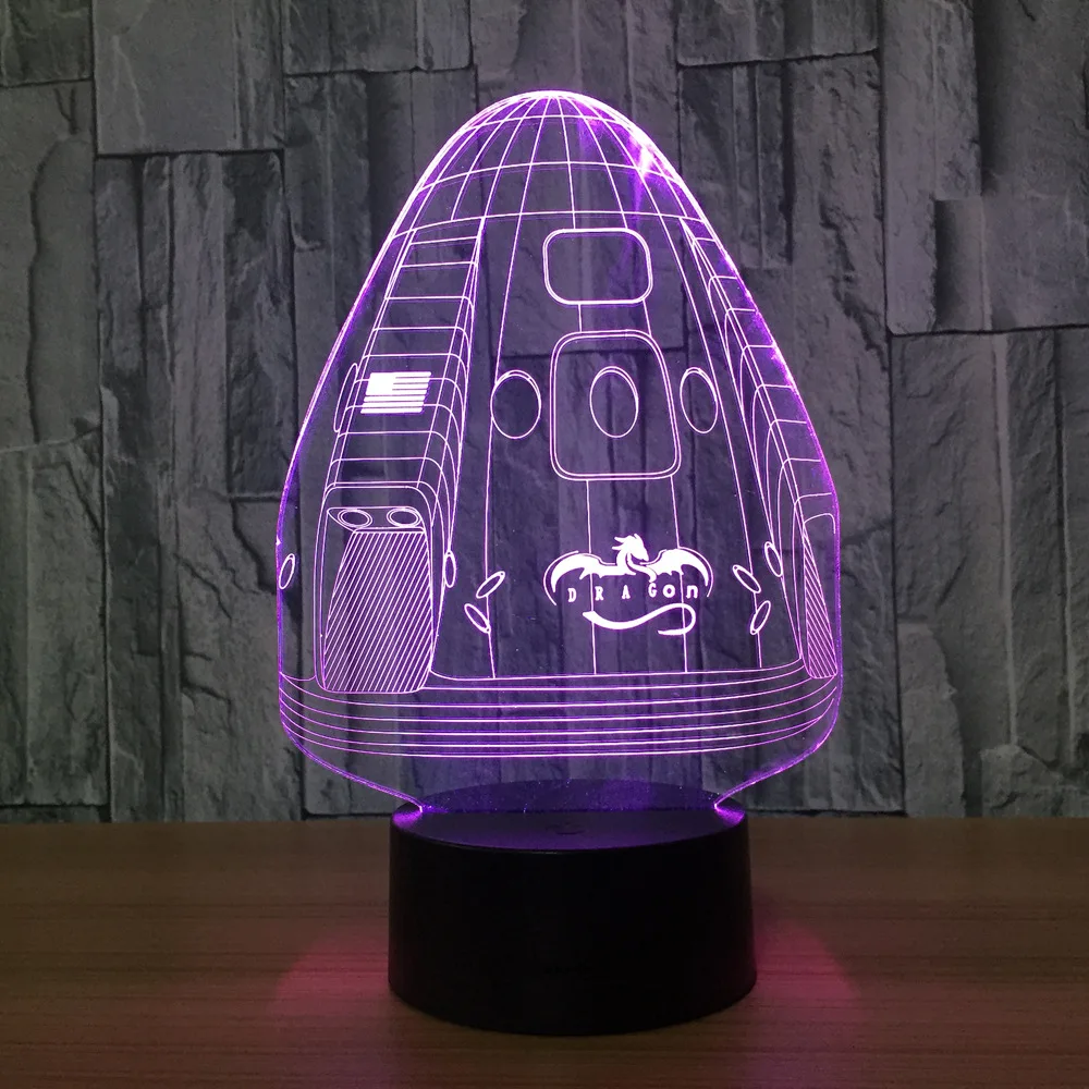 Space Capsule 7 Color Lamp 3d Visual Led Night Lights For Kids Touch Usb Table Lampara Lampe Baby Sleeping Nightlight Room | Лампы и