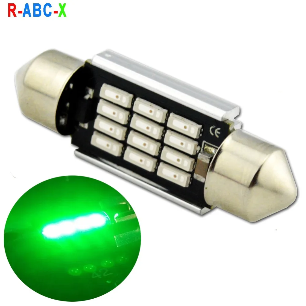 1 шт. AC/DC12-24V Canbus C5W 41 мм 4014 12SMD светодиодный фестон лампы для салона автомобиля Карта Купол номерного знака Светильник лампы красный/синий/зеленый
