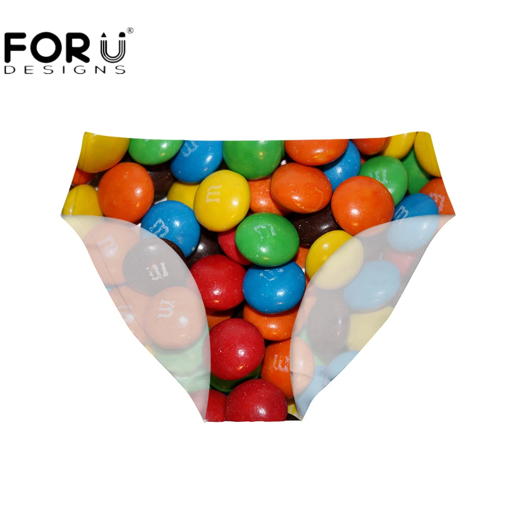 

FORUDESIGNS Kawaii 3D Candy Pattern Underwear Women Seamless Breathable Casual Briefs for Ladies Transparent Panties Plus Size