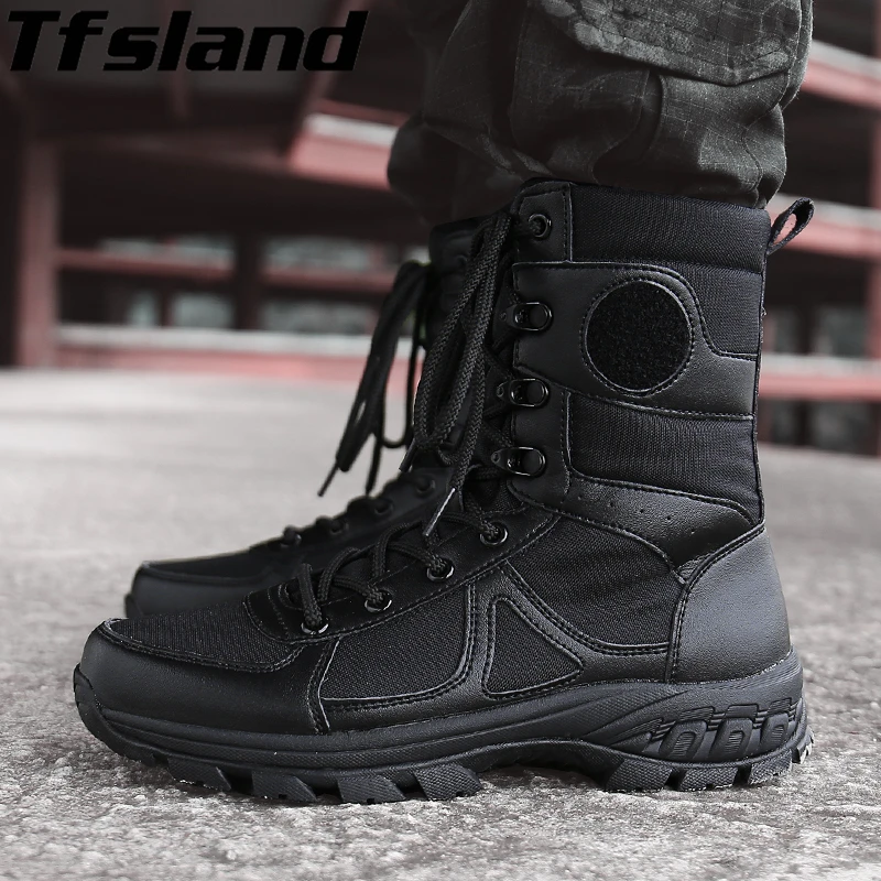 Новинка походная обувь Мужская Уличная с высоким берцем военные тактические