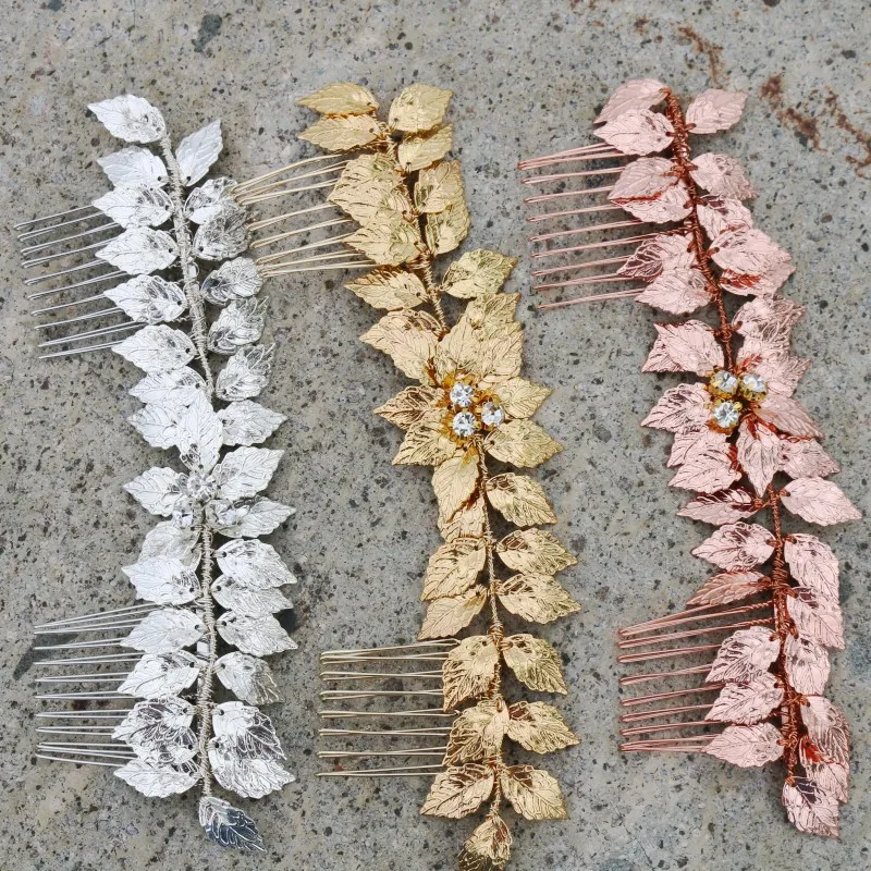 Женская повязка на голову Jonnafe расческа для длинных волос с золотыми листьями и