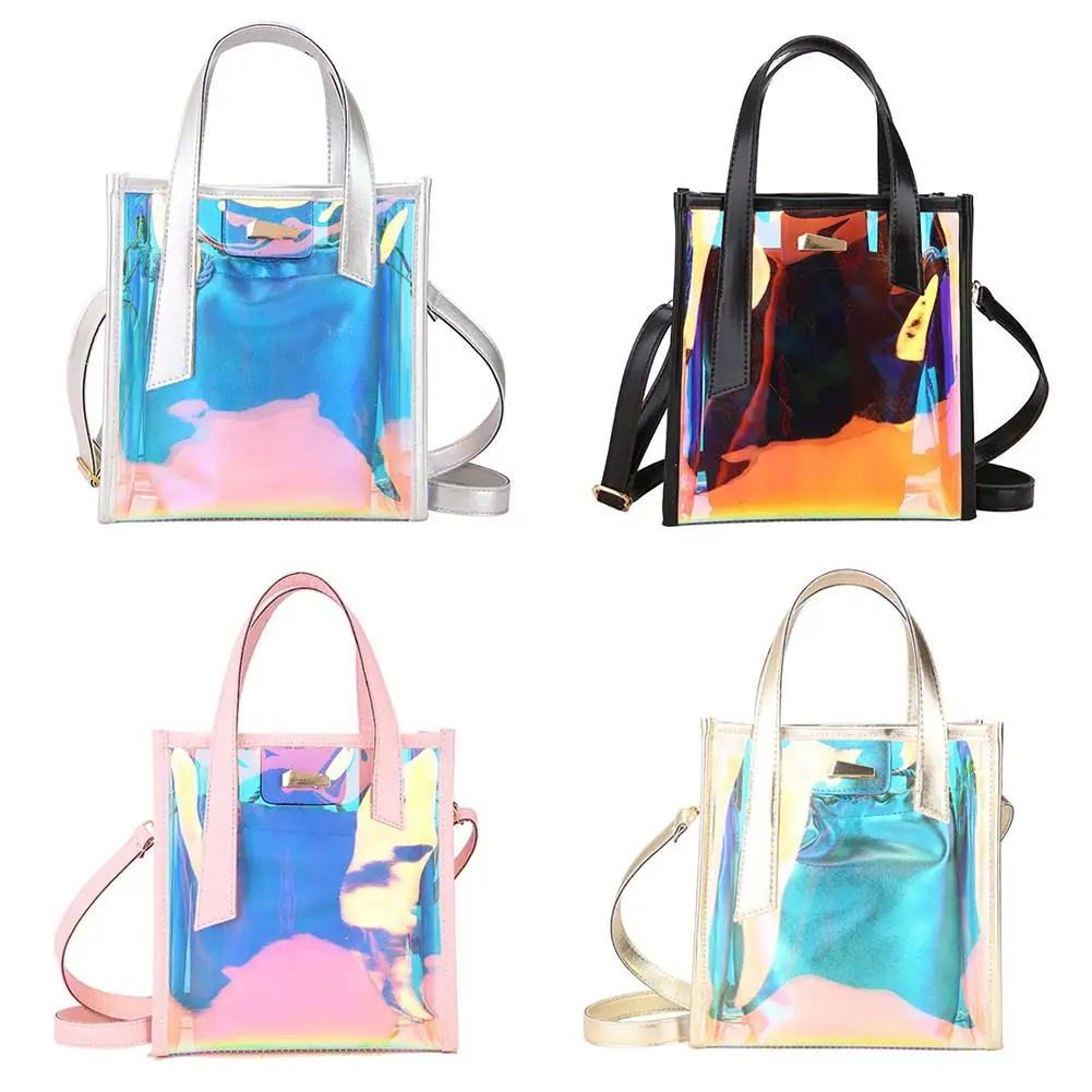 Luxury Band Women PVC Shoulder Bag Fashion Transparent Clear Handbag Messenger Bags Jelly Candy Color Crossbody Bag Tote Purse images - 6