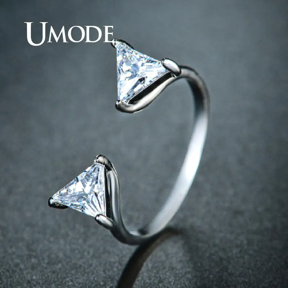 Модные обручальные кольца UMODE с двойным треугольником простые регулируемые
