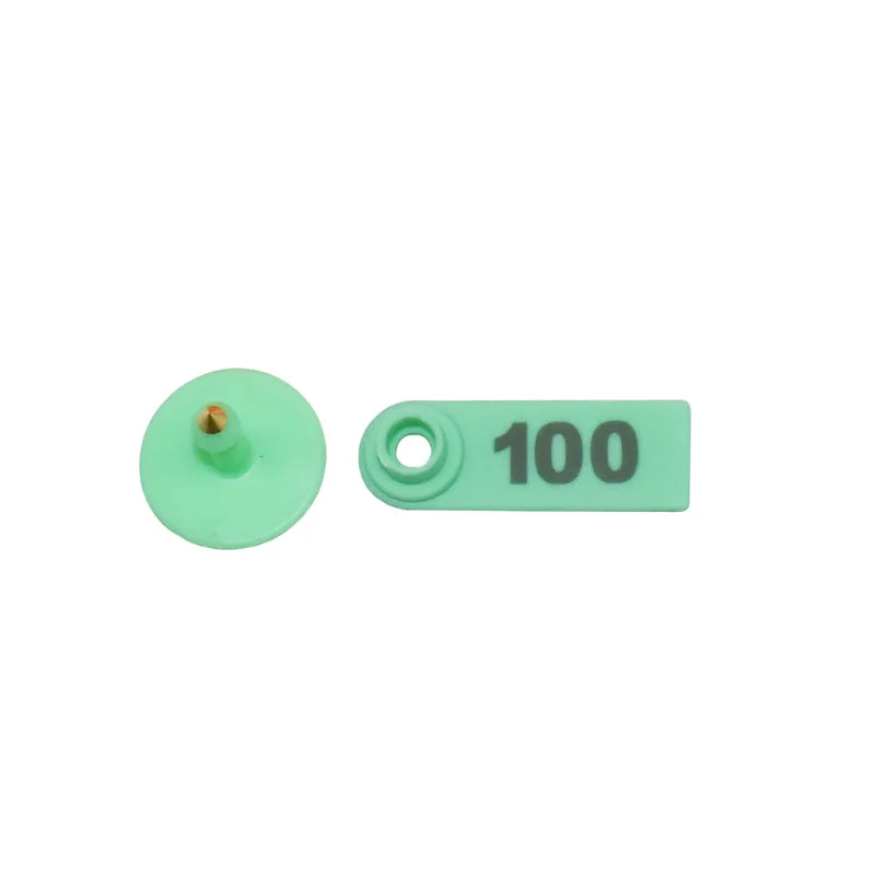 Зеленый 100 шт товары для сельскохозяйственных животных, животноводства No.001-500, овцы, Ушные бирки лазерного типа, медные головы, серьги, товары для животных - Цвет: Зеленый