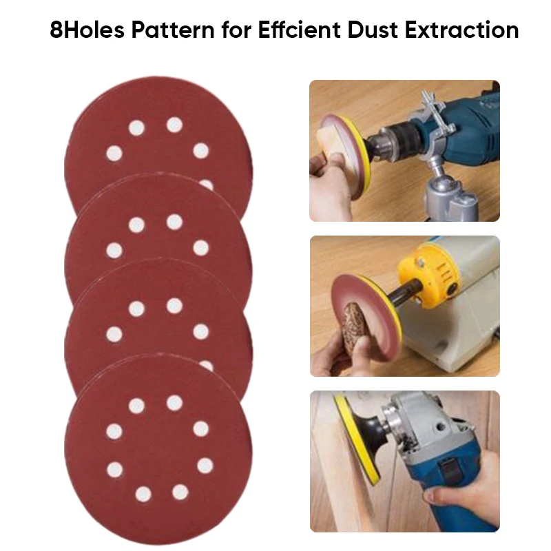 Инструмент наждачная бумага диск 8 отверстий шлифовальный круглый 5 дюймов 123 мм