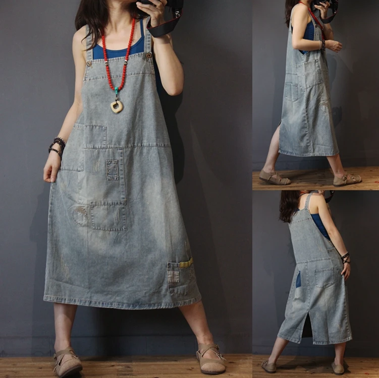 Женские винтажные платья на тонких бретельках повседневные свободные большого