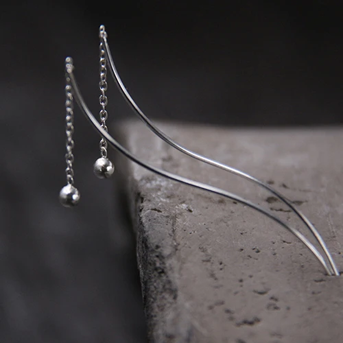 Серьги для женщин Oorbellen Pendientes очаровательные винтажные длинные серьги минимализм подарок на день рождения Brincos 925 серебряные серьги ювелирные изделия - Окраска металла: Silver