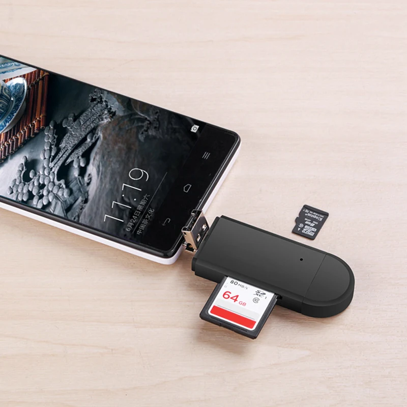 

3 In 1 Type C & micro USB & USB OTG Card Reader High-speed USB2.0 Universal OTG TF/SD for Android Computer Extension Headers