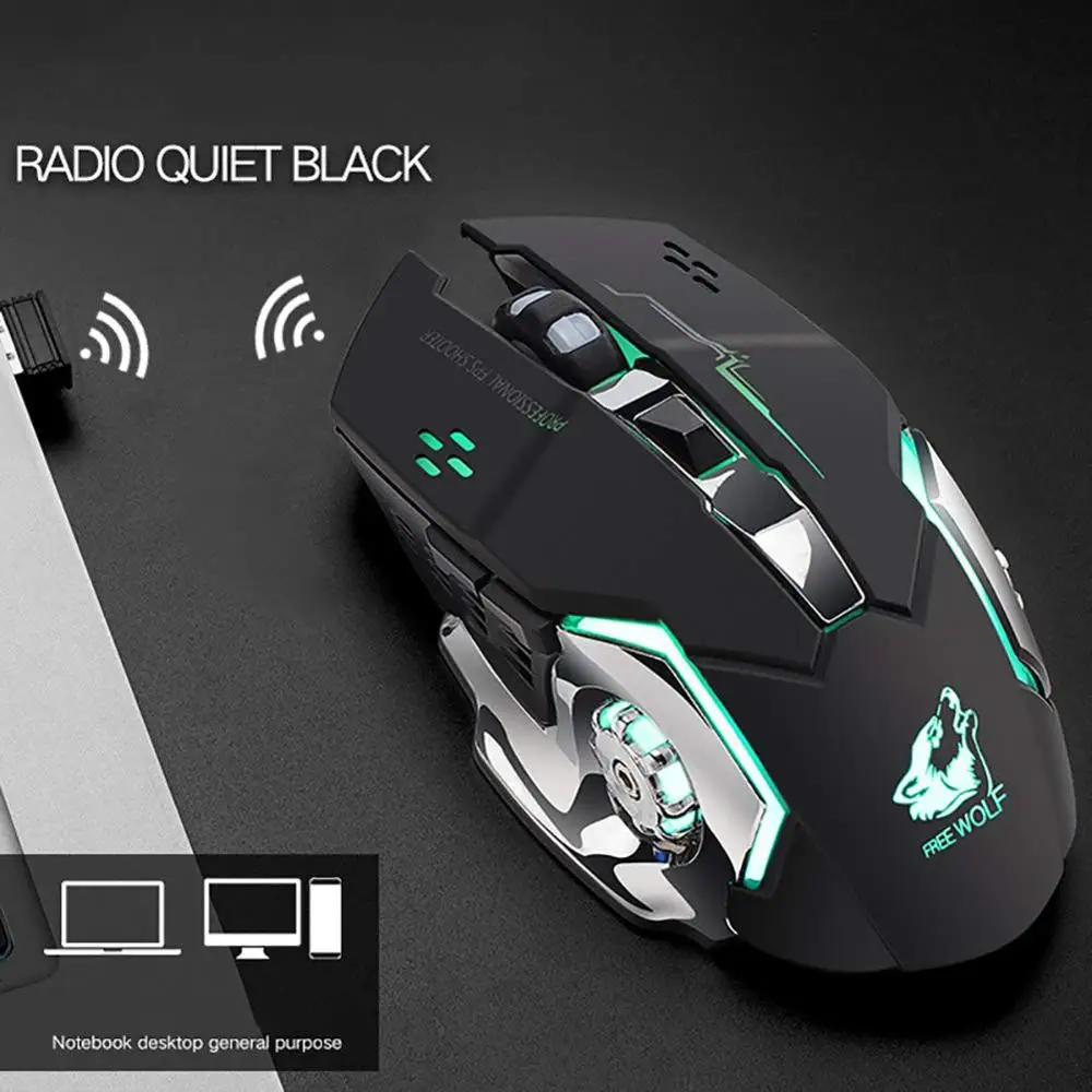 Беспроводная перезаряжаемая игровая мышь X8 бесшумная Механическая с подсветкой