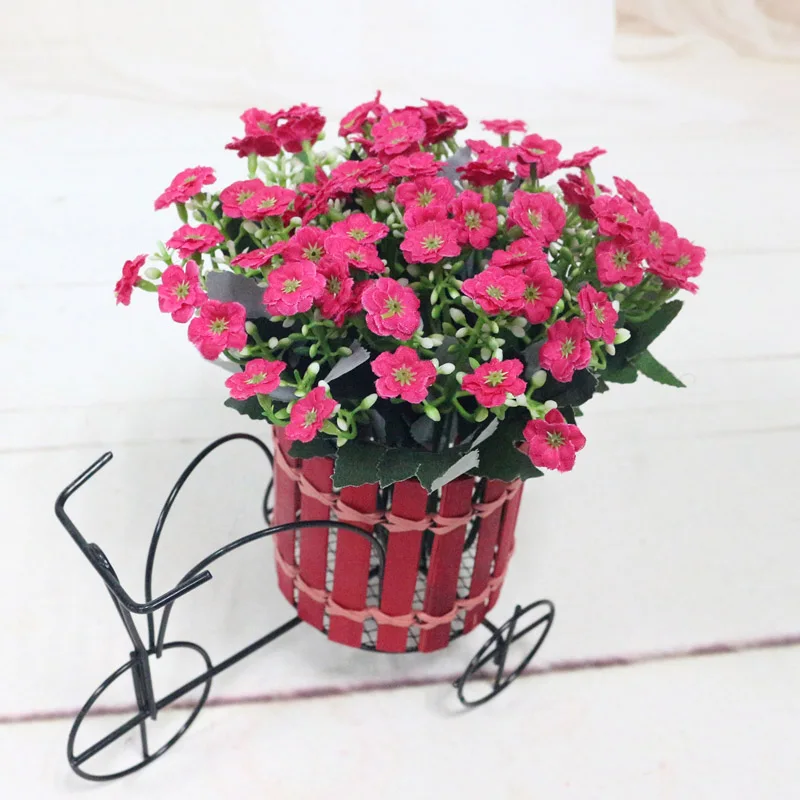 Rose red JAROWN искусственный Lron Искусство Бамбуковые части велосипеды Цветочная корзина Шелковый Искусственный цветок набор для свадебного декора украшения для дома и офиса - Цвет: Rose red
