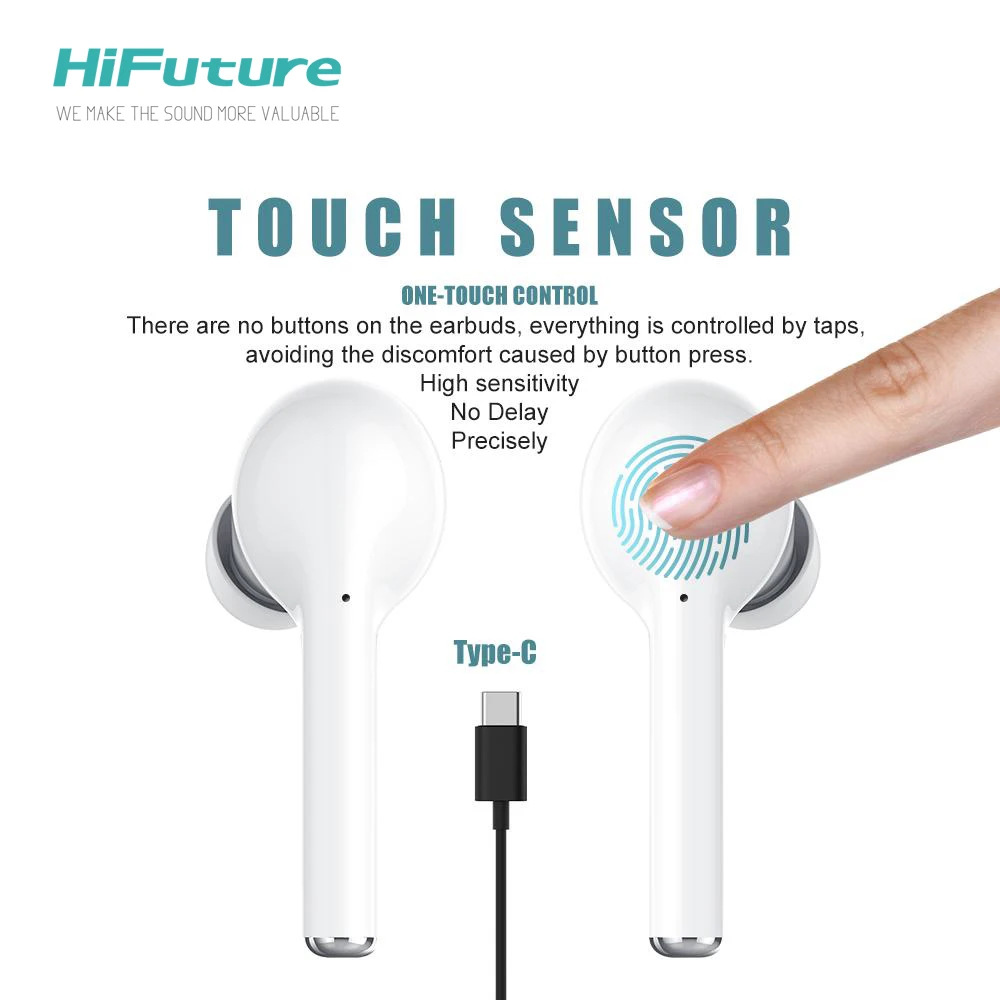 Hifuture Futurebuds с Hi-Res AudioTWS Bluetooth беспроводной наушник 12 часов время воспроизведения водонепроницаемый контроль крана 2 года гарантии