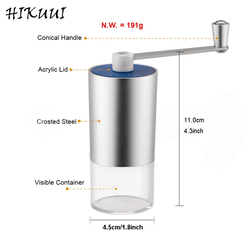 Портативная кофемолка HIKUUI 20 г ручная с керамическим сердечником для домашней